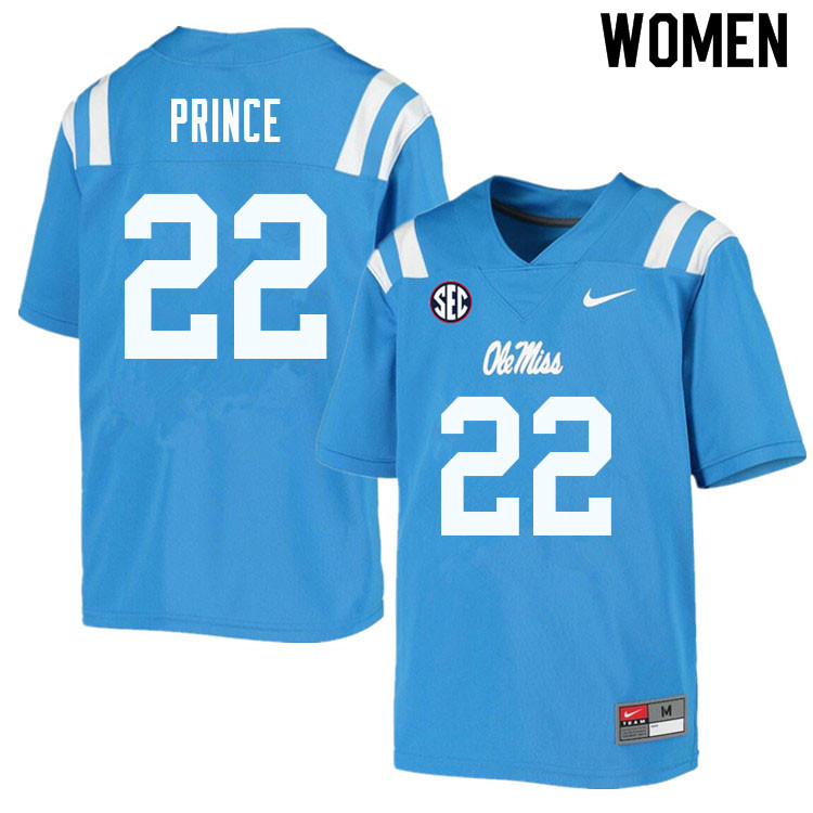 Women #22 Deantre Prince Ole Miss Rebels College Football Jerseys Sale-Powder Blue